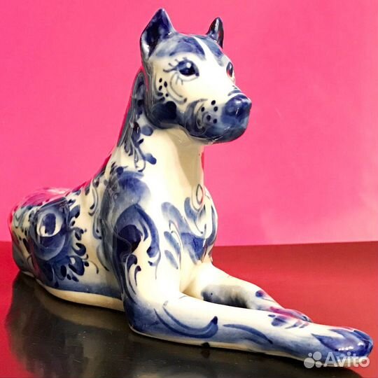 Дог фарфоровая статуэтка собака Гжель