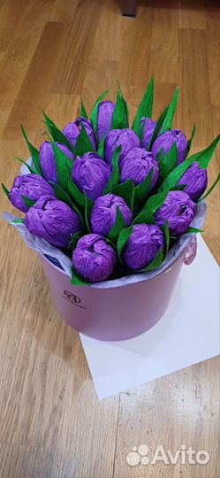 Букет тюльпанов из бумаги с конфетами