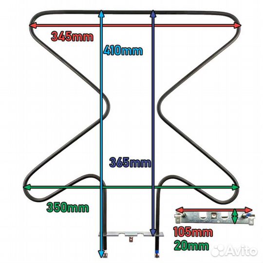 Тэн для духовки Hansa 1300W, 365x350 мм, нижний CO