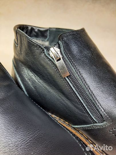 Мужские кожаные ботинки на зиму (Арт.93626)