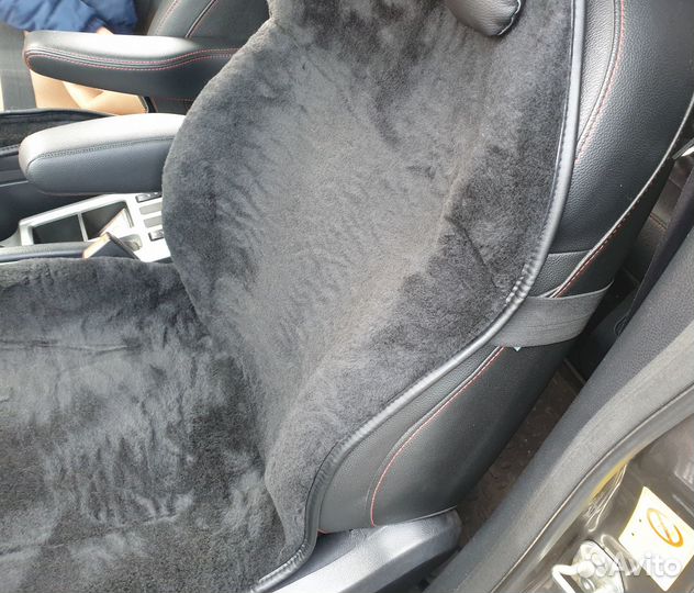 Накидки на сиденье овечья шерсть 2 шт чёрные