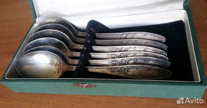Ложки столовые СССР мельхиор 6 шт. в коробке мнц