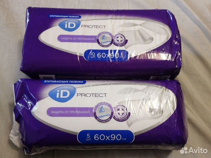 Впитывающие пеленки 60Х90, 15 шт, ID protect