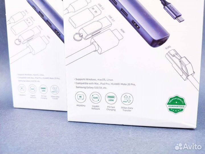 Ugreen USB-C hub 4K60Hz hdmi RJ45 PD (новый)