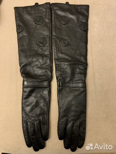 Перчатки женские кожаные длинные
