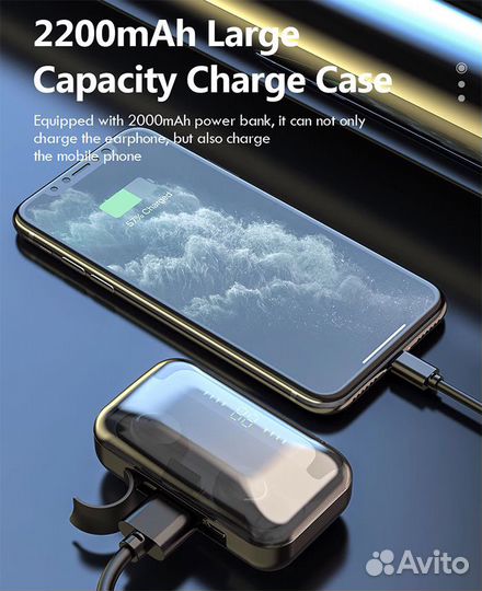 Беспроводные наушники TWS с повербанком