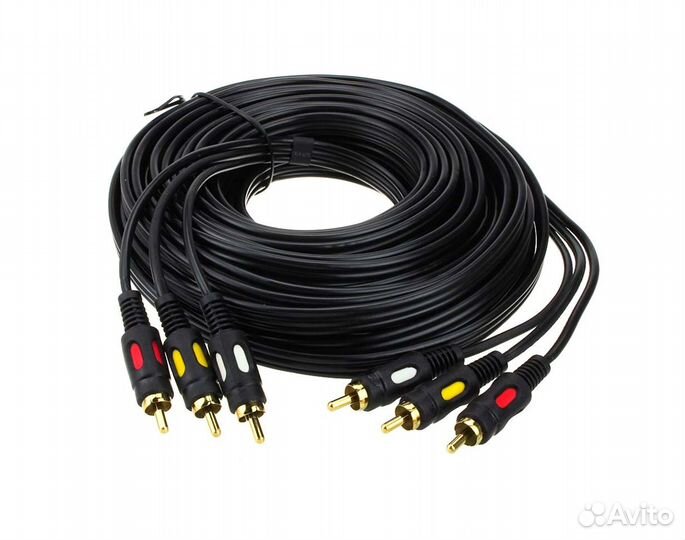 Кабель RCA - RCA - 3 тюльпана, 10 метров, нoвый