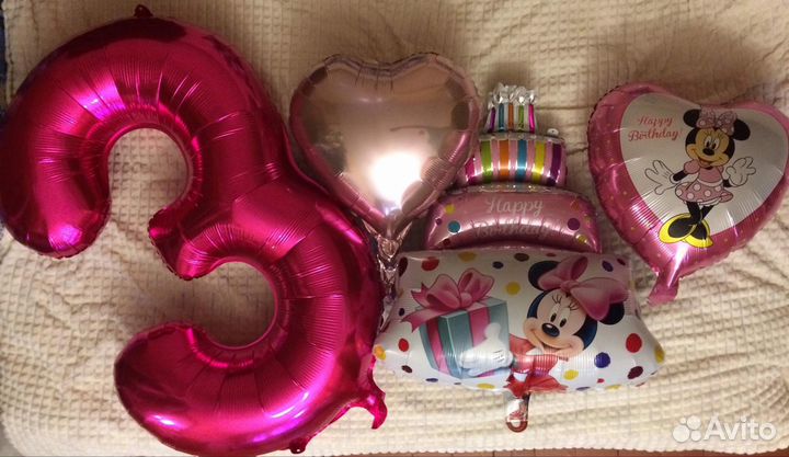 Шарики к Дню рождения Минни Маус и цифра 3