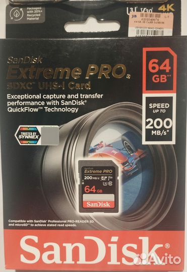 Карта V30 64/128/256Gb UHS-I SanDisk Extreme PRO