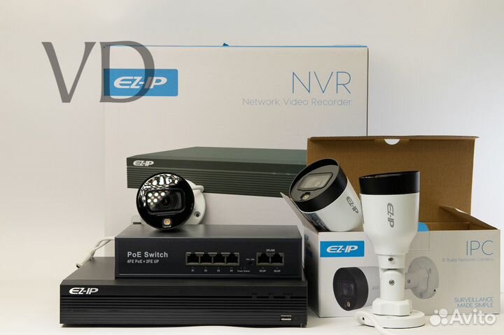 Комплект видеонаблюдения ip 3 уличных камеры EZ