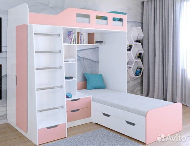 Двухъярусная кровать Сонома/Голубой