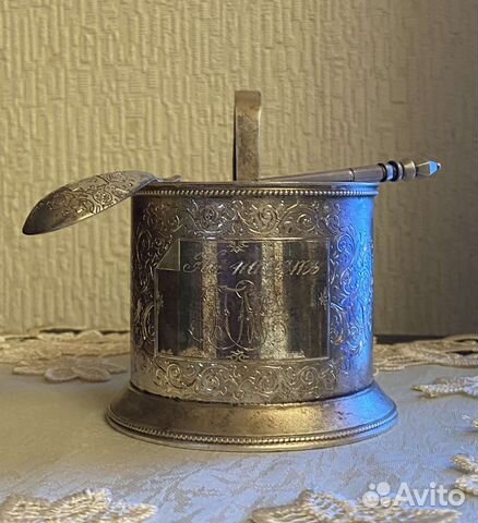 Подстаканник с ложкой, 84 проба