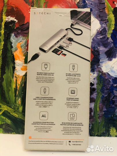 Адаптер Satechi USB-C Slim Multiport with Ethernet