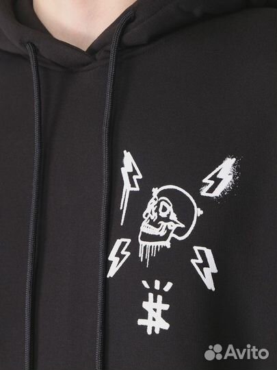 Худи хлопковое с принтом Philipp Plein