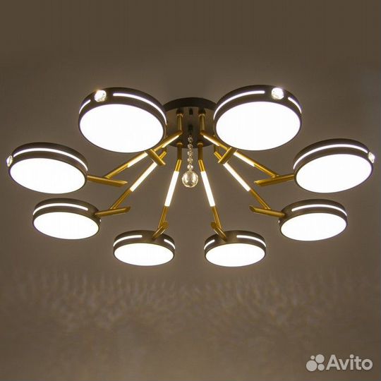 Люстра 'Антеко' 8хLED 208Вт 3000-6000К черно-золот