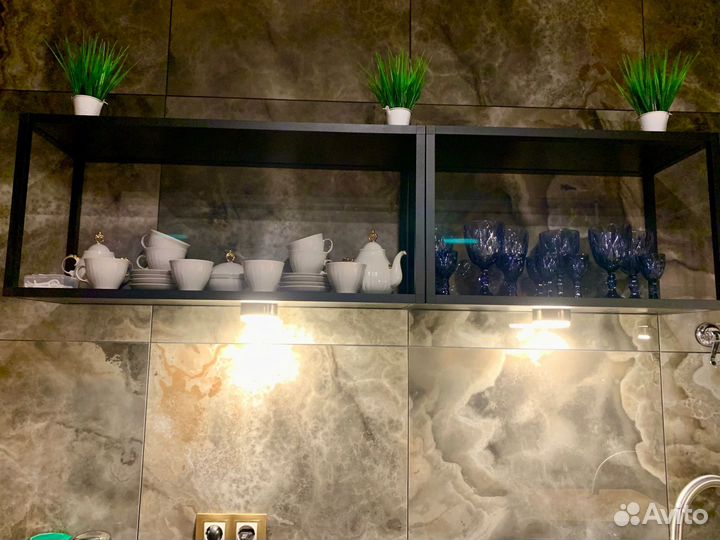 Лофт полка навесная, черный муар