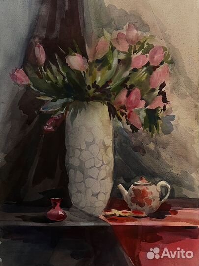 Картина акварель цветы