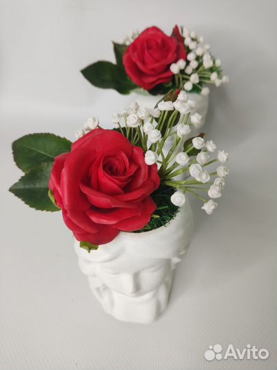 Цветочная композиция ручная работа, глина