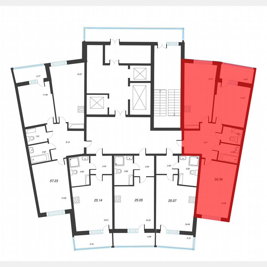 2-к. квартира, 61,5 м², 10/22 эт.