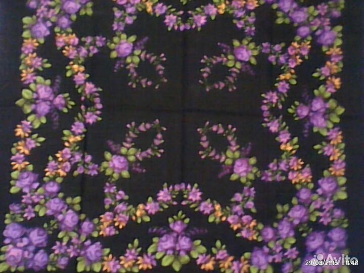 Платок Павло-Посадский новый чисто-шерстяной 89X89