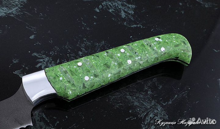 Поварской нож № 15 сталь Х12мф акрил зеленый