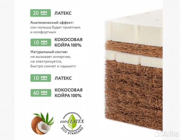 Матрас детский 120 60 Plitex bamboo nature
