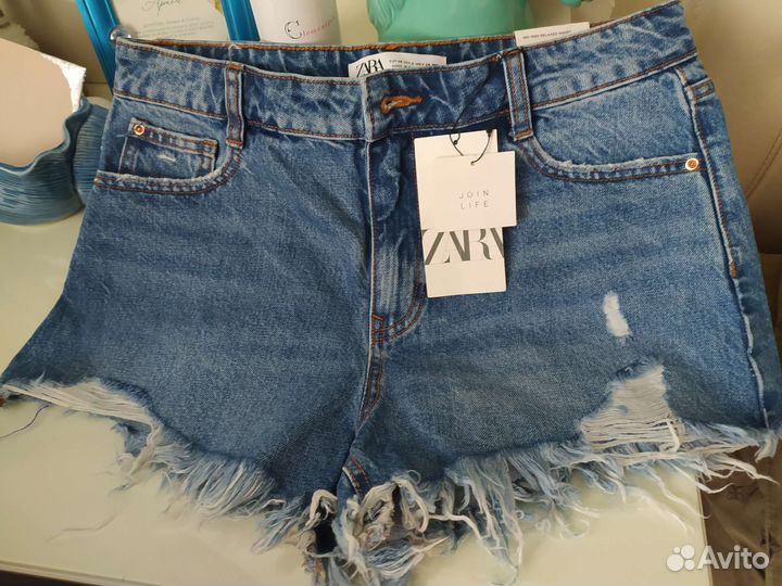 Джинсовые шорты zara 38