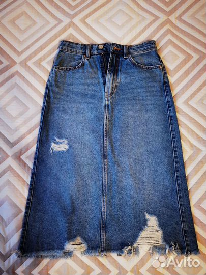 Джинсовая юбка zara 24 xs