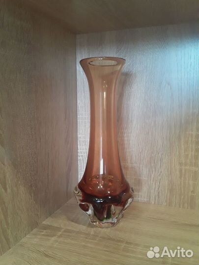 Ваза из цветного стекла Чехословакия