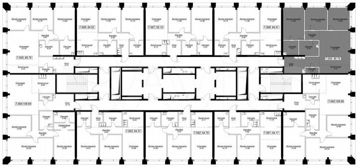 3-к. квартира, 89,5 м², 44/55 эт.