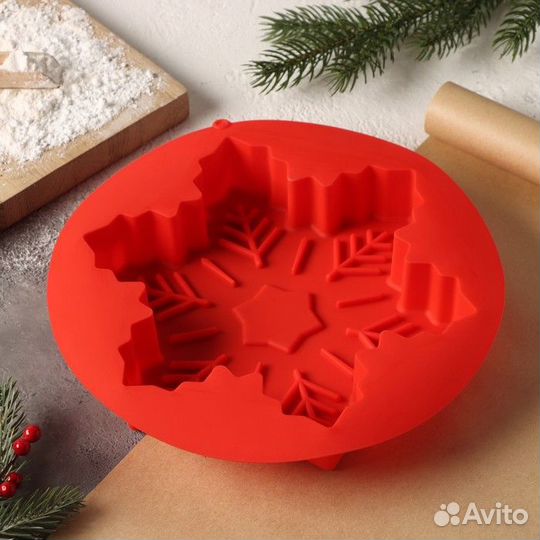 Форма для выпечки силиконовая Доляна «Снежинка», 2
