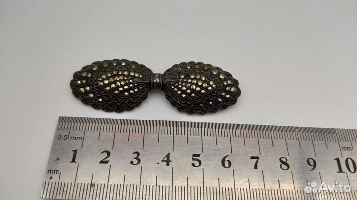 Брошь серебро 925 проба, марказиты середина XX в