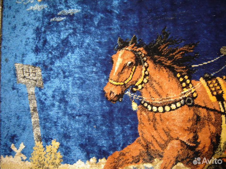 Ковёр тканный гобеленовый шёлковый Тройка на Запад