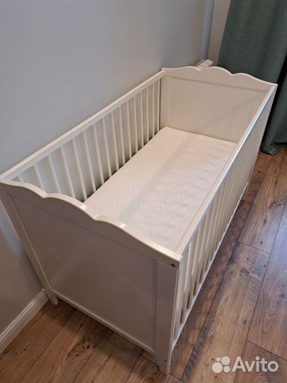 Детская кроватка IKEA хенсвик+матрас Plitex 12060