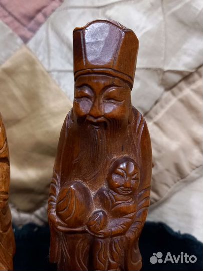 Китай 19 век три божества резьба дерево