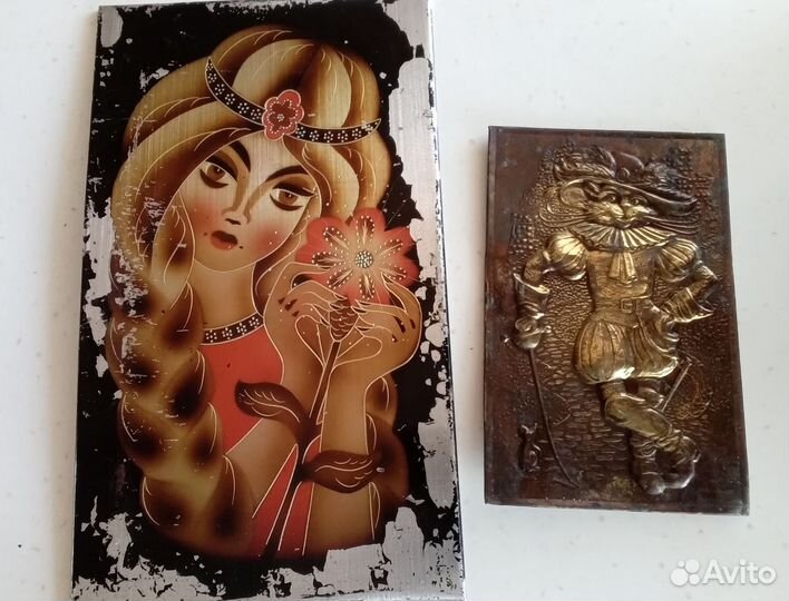 Чеканка СССР Кот в сапогах аленький цветочек