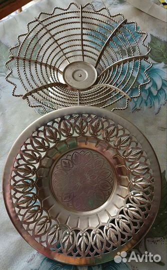 Вазочка и тарелка металлические СССР