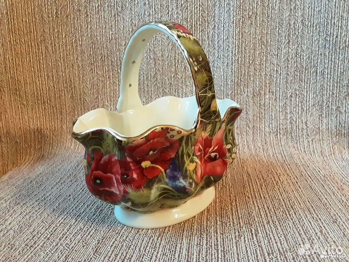 Поднос стеклянный и вазочка керамическая