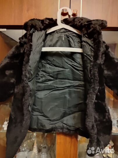 Шуба черная цигейковая детская СССР