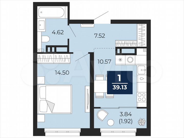 1-к. квартира, 39,1 м², 8/22 эт.