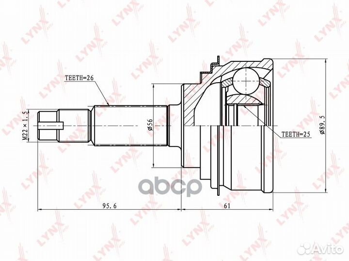 Шрус наружный перед прав/лев CO7512 lynxauto