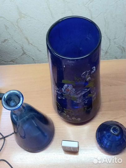 Ваза синее стекло СССР