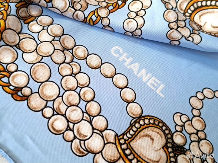 Платок Chanel Голубой Шелковый 8 цветов 90*90