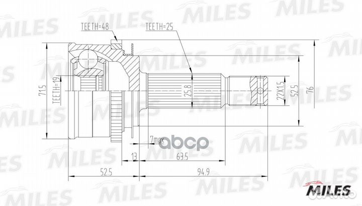 ШРУС hyundai getz 1.3/1.6 02- нар. ABS ga20164