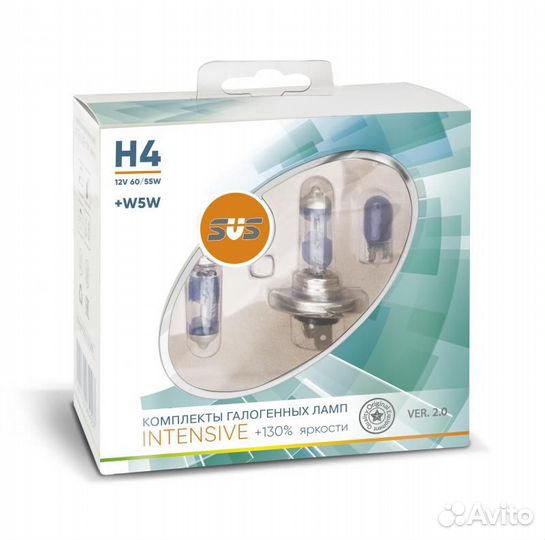 0200119000 Лампа галогеновая головного света h4 p43t 12v 60/55w 3400-3800k intensive +130% ver.2.0 б