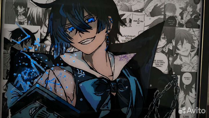 Картина акрилом по стеклу аниме 