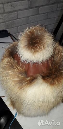 Шапка меховая кожаная