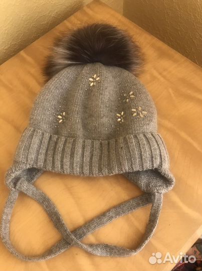 Шапка зимняя с меховым помпоном, размер 52-54
