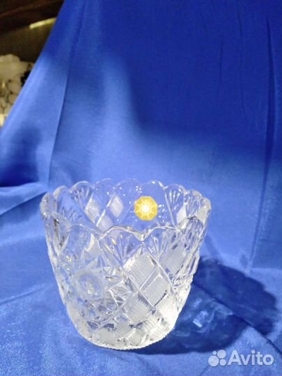 Хрустальный салатник рисунок ромб