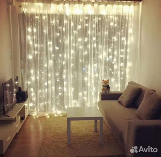 Новогодние украшения для дома, гирлянда штора